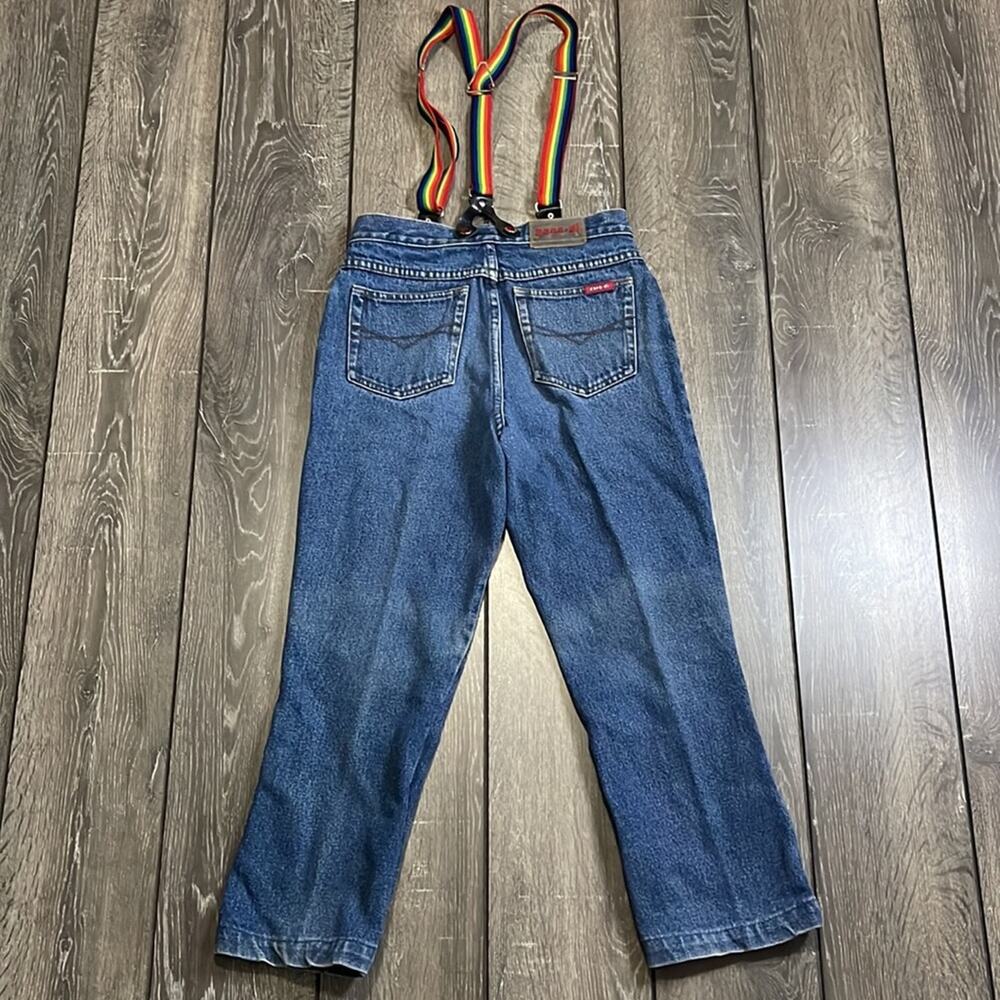 Y2K Vintage Zana Di Rainbow Suspender Jeans Youth Size 14 - Picture 2 of 7